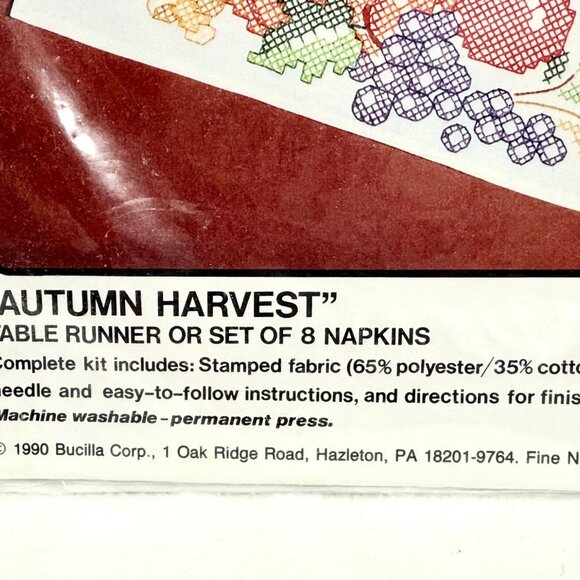 Bucilla Autumn Harvest Stamped Cross-Stitch Kit/Set Of 8 Napkins - Picture 5 of 8